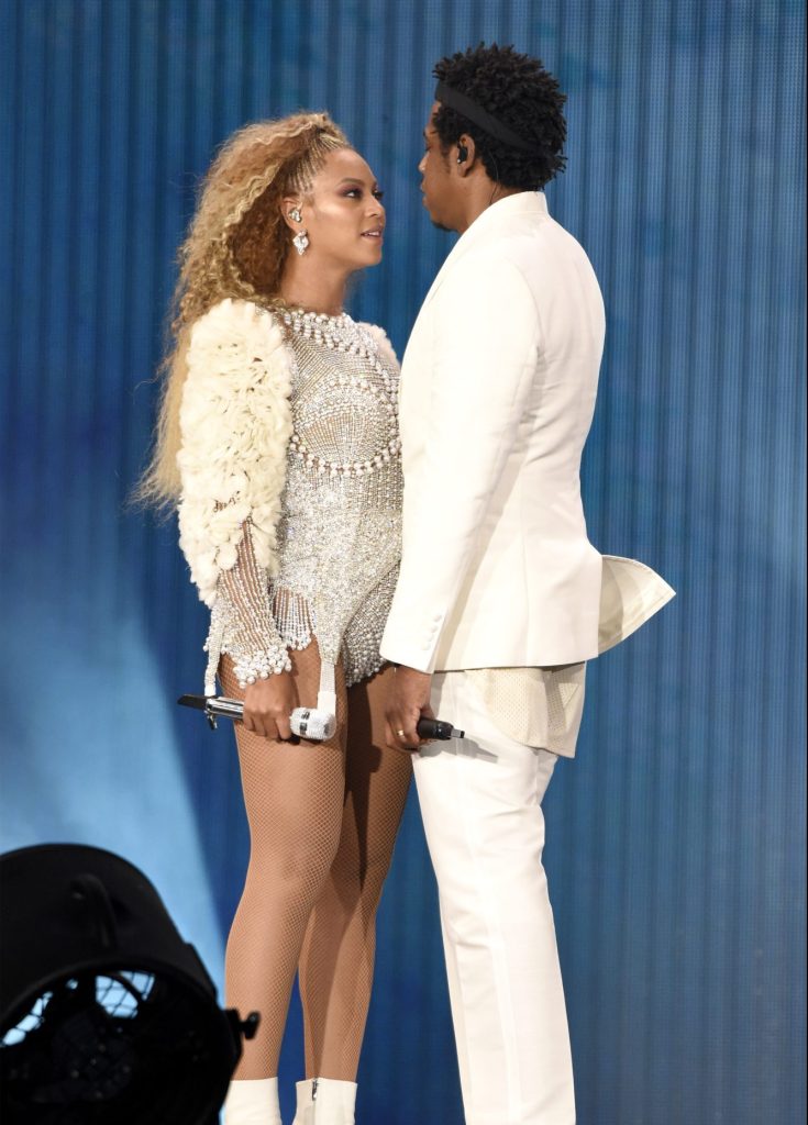 Beyonce and Jay-Z perform on stage during the "On the Run II" tour at MetLife Stadium on August 2, 2018.