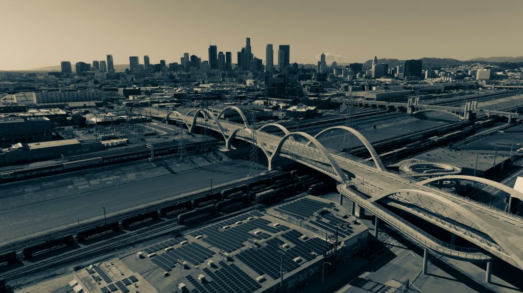 Image of the 6th Street Viaduct from the air