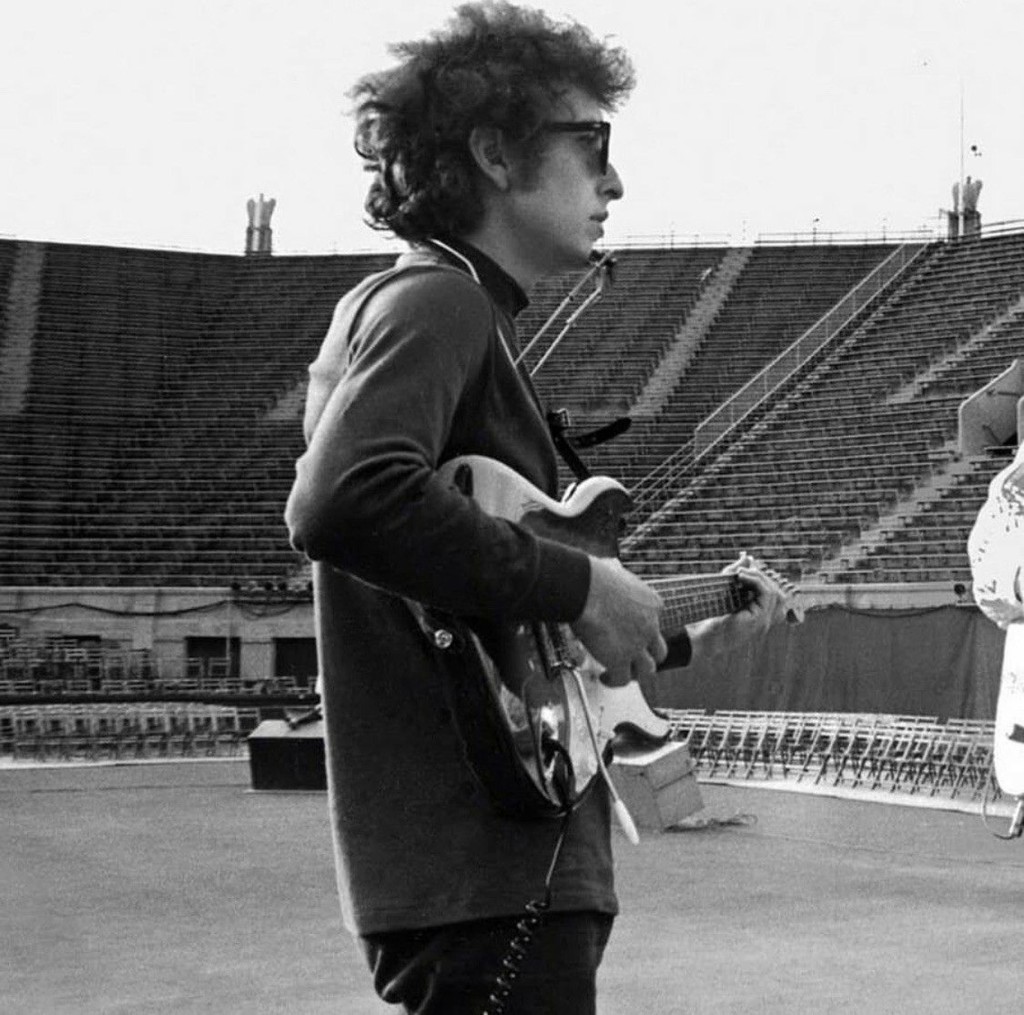 Bob Dylan at Forest Hills Stadium in 1965.