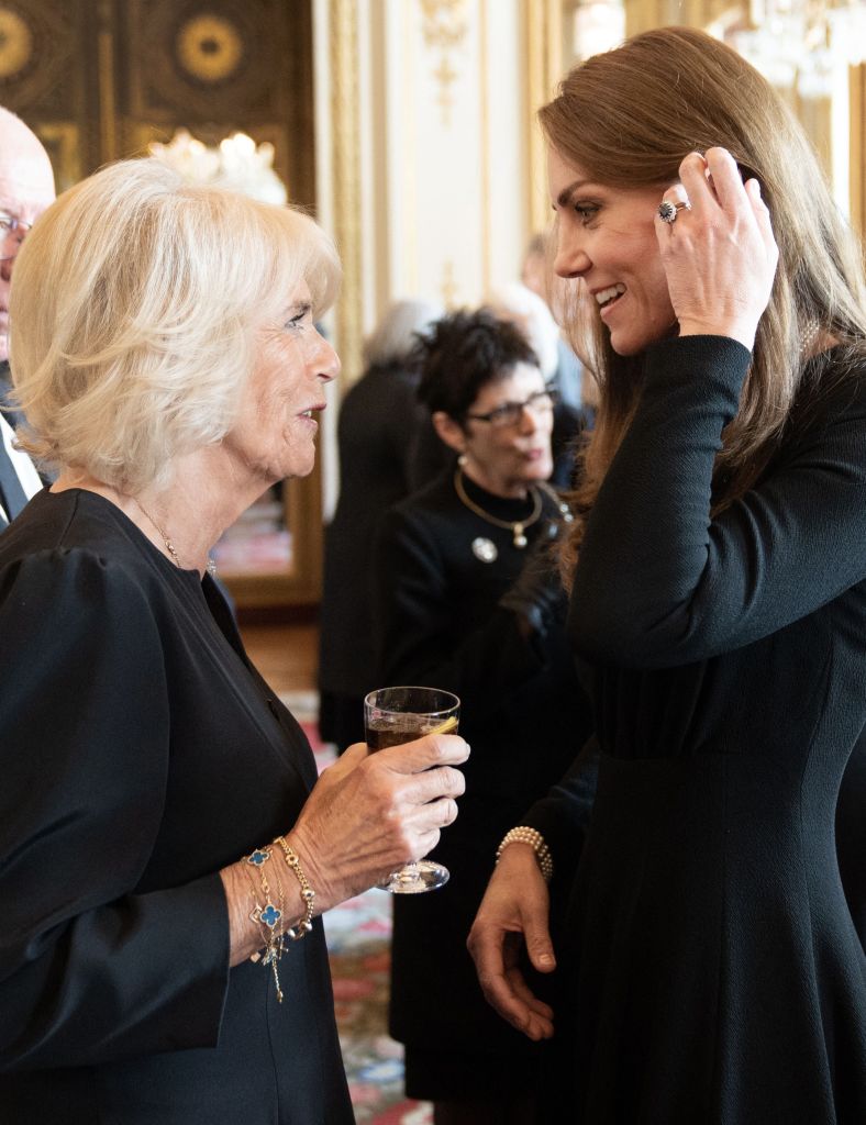 Queen Camilla (left) chatting with Kate Middleton (right) in September 2022.