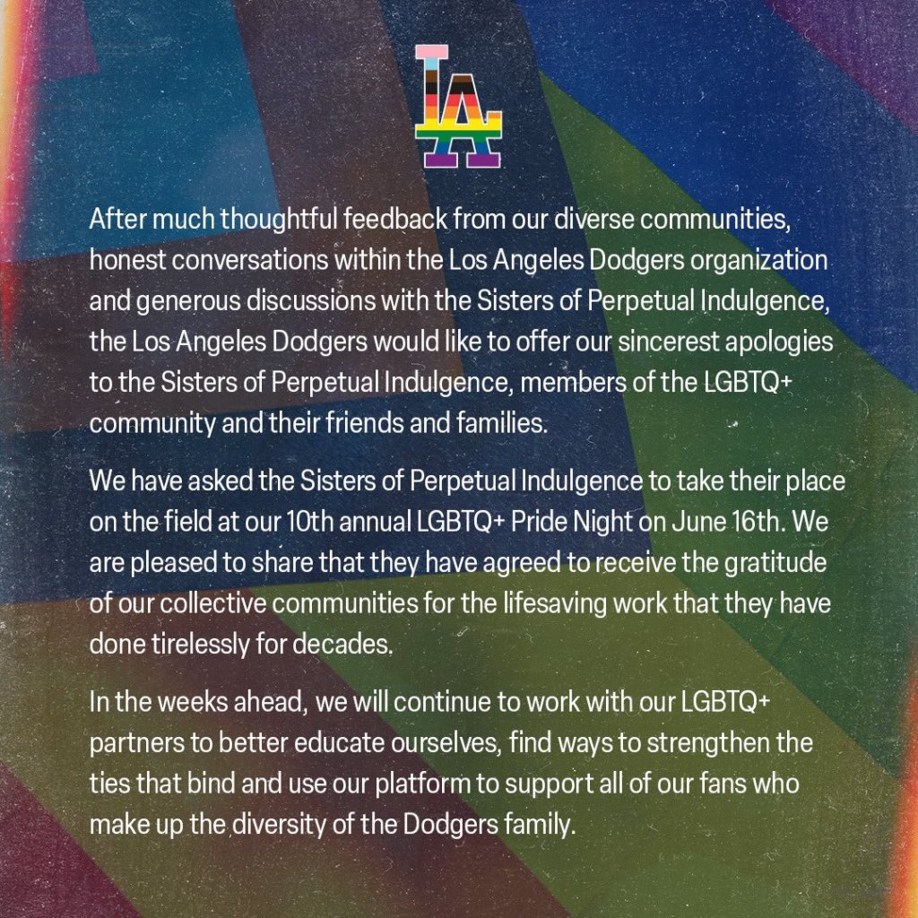 Dodgers announce âChristian Faith and Family Dayâ following Pride Night fallout