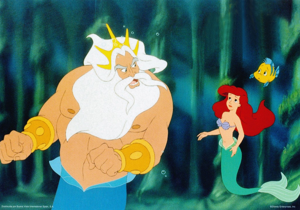 King Triton and Ariel in "The Little Mermaid" (1989).
