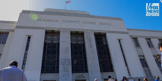 Supporters of Alameda County DA, Pamela Rice gather at a rally outside of Alameda County Courthouse