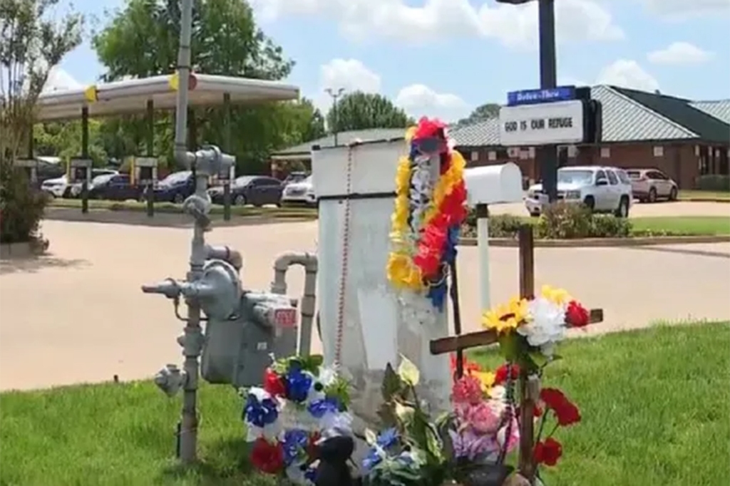 A memorial for Matthew Davis, 32, who was fatally shot while working at a Sonic Drive-in in Texas.