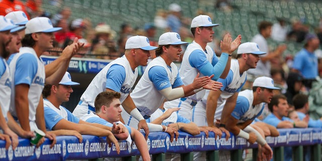 UNC baseball players in dugout