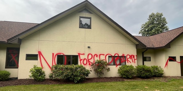 Vandalized MAPS building in Asheville