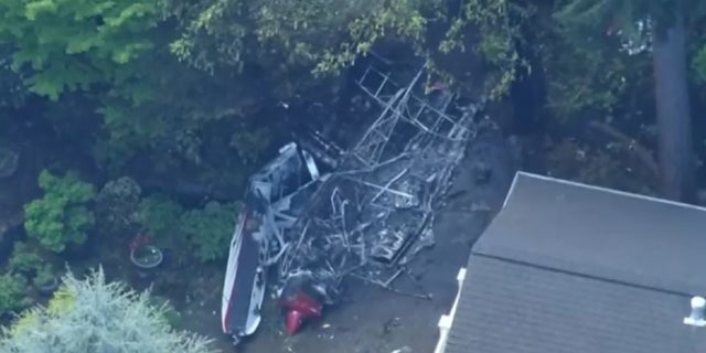 aerial view of float plane damage