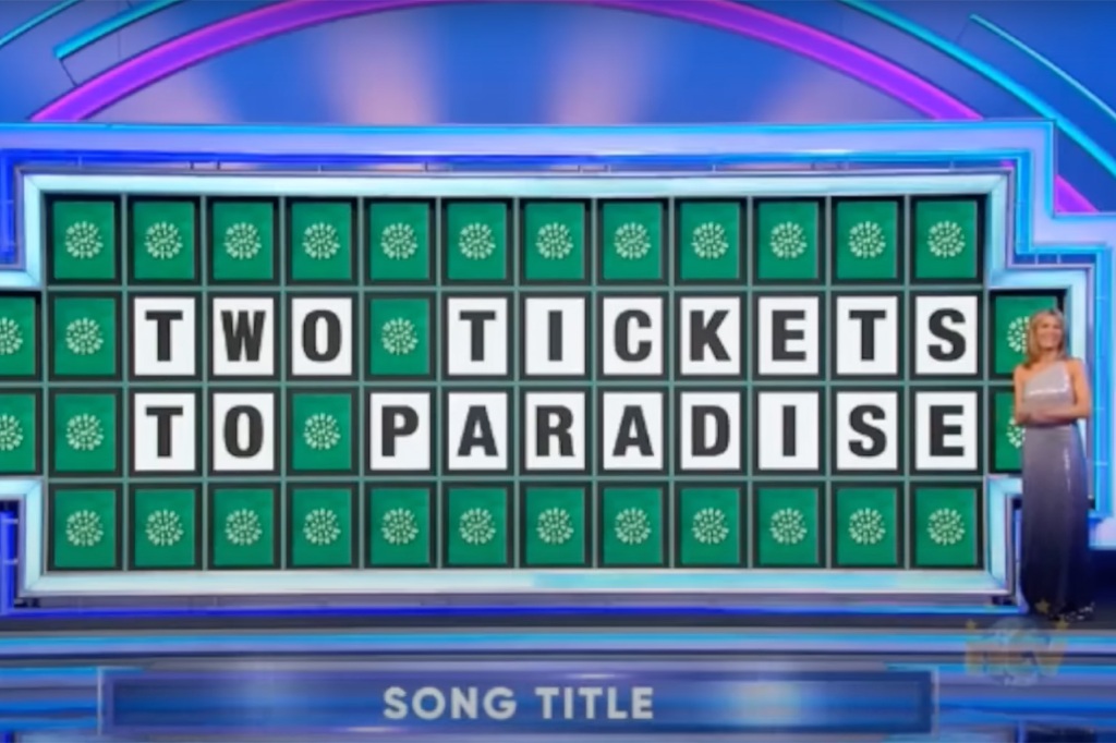 The correct answer was "TWO TICKETS TO PARADISE" and Erica Johnsen won herself a trip to Maui for guessing it correctly.