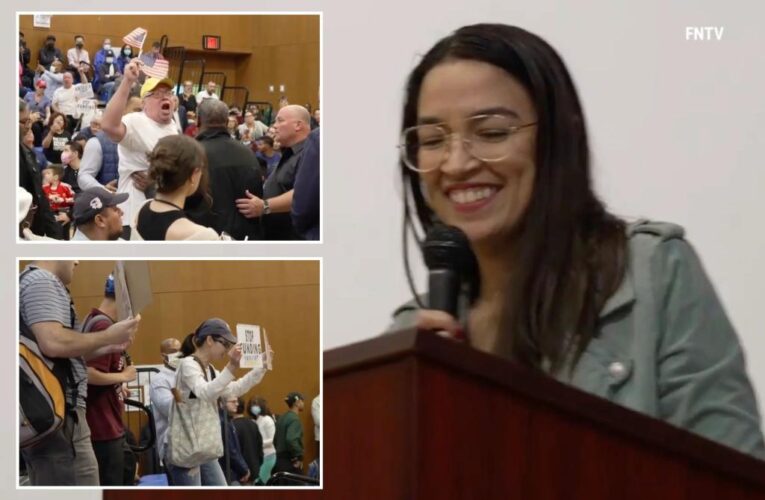 Alexandria Ocasio-Cortez shouted down during chaotic NYC town hall