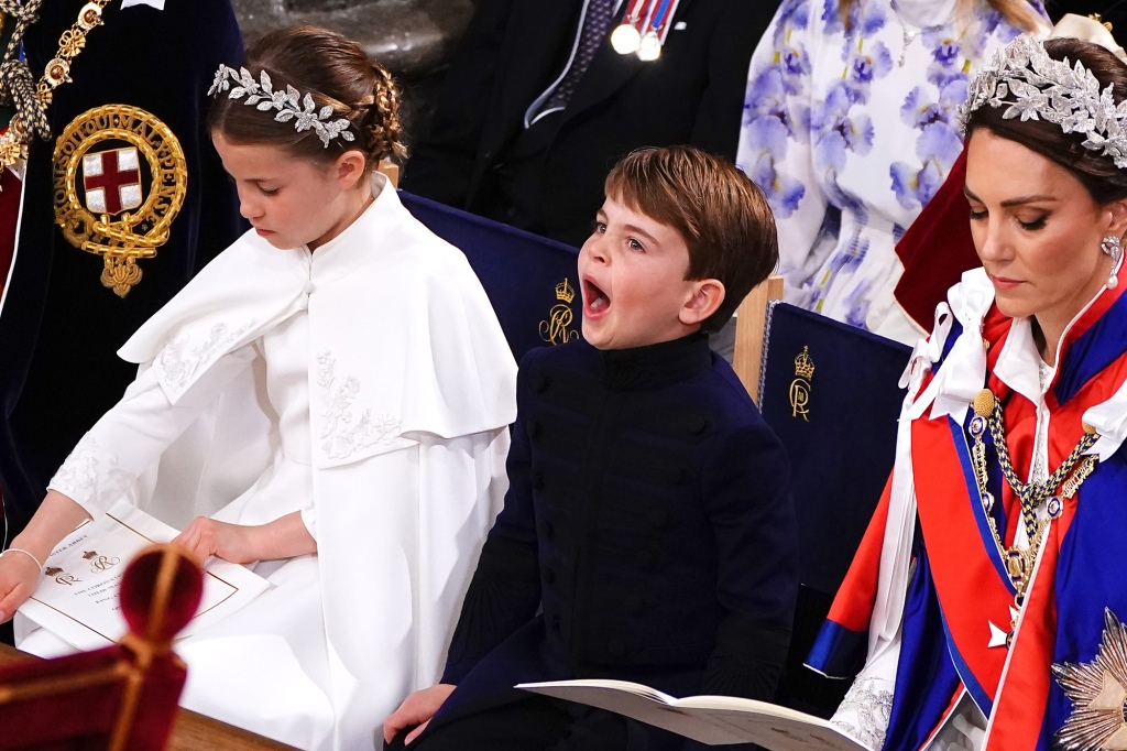 Princess Charlotte and Prince Louis — letting out another scene-stealing yawn at the coronation.