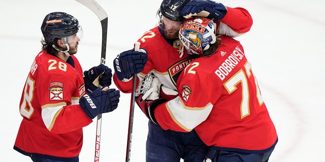 Sergei Bobrovsky celebrates