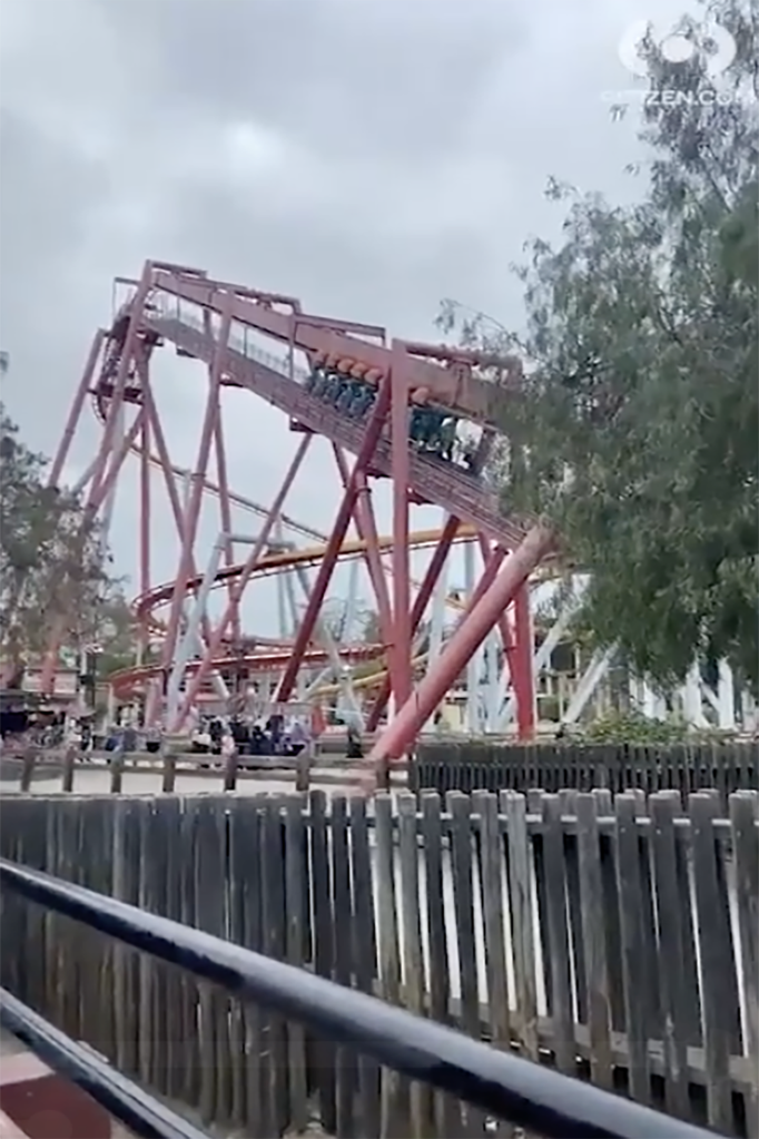 Footage captures others exiting the attraction safely following standard exiting procedure. 