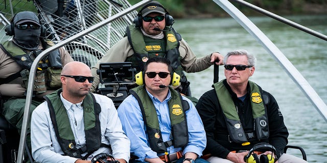 Rep Tony Gonzales wears CBP vest