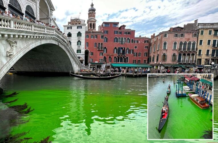 Venice police investigate bright green liquid in Grand Canal