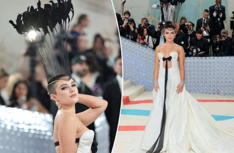 Florence Pugh shocks with shaved head at Met Gala 2023