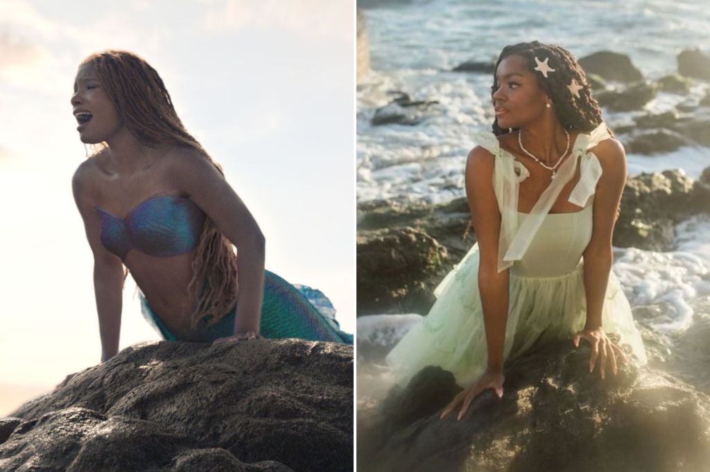 Halle Berry in Disney's "The Little Mermaid" (left) and Chazlyn Yvonne in mermaid core fashion (right).