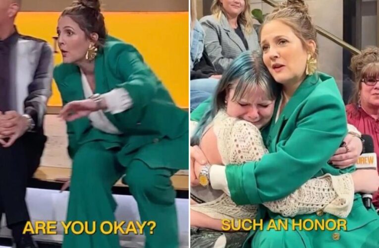 Drew Barrymore halts show to comfort crying audience member