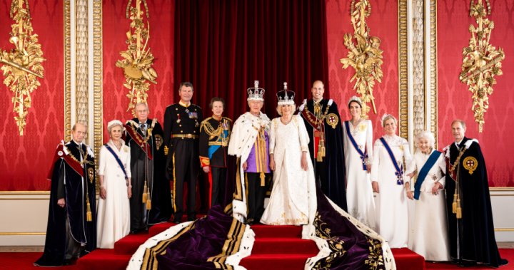 Coronation portraits unveiled, showing off gowns once hidden by regal robes