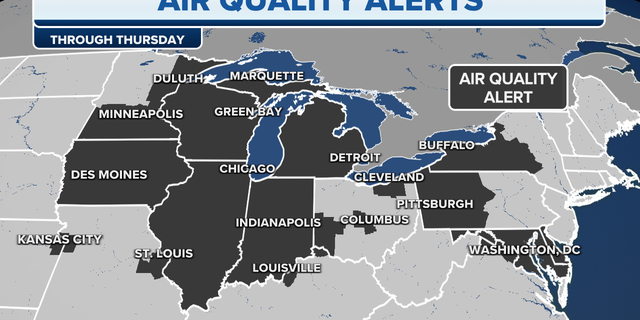 A map of air quality alerts