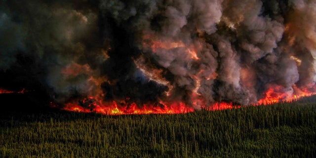 British Columbia wildfire aerial view