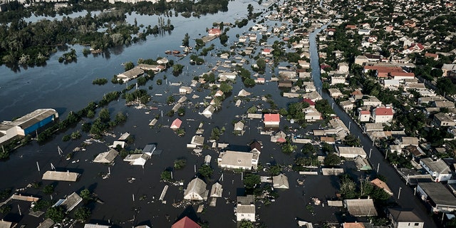 flooded streets in Kherson