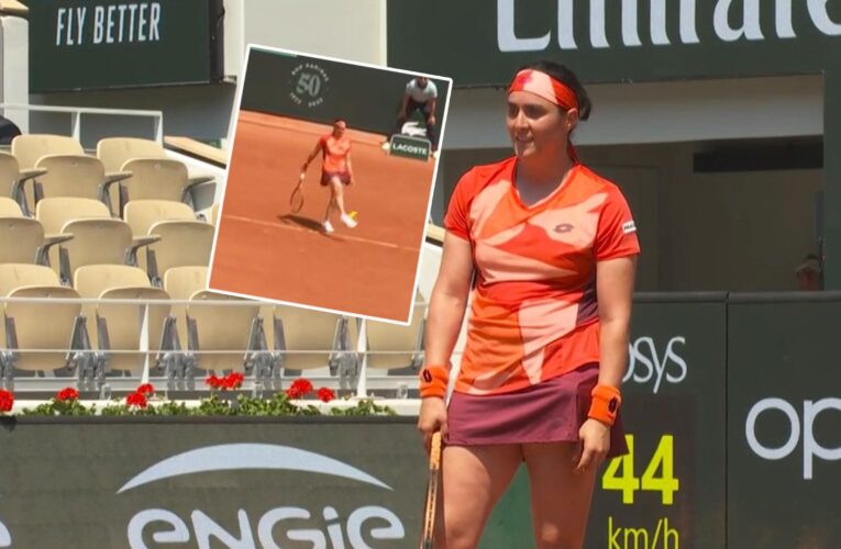 French Open: Astonishing moment Ons Jabeur has ‘brain freeze’ and kicks ball away as serve lands in