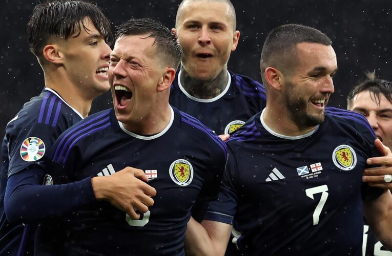 Torrential rain causes long suspension of Scotland’s Euro 2024 qualifier against Georgia