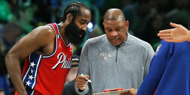 Doc Rivers draws up a play for James Harden