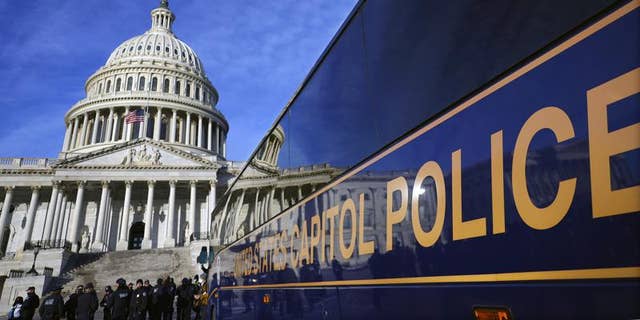 Capitol police officers at the capitol building