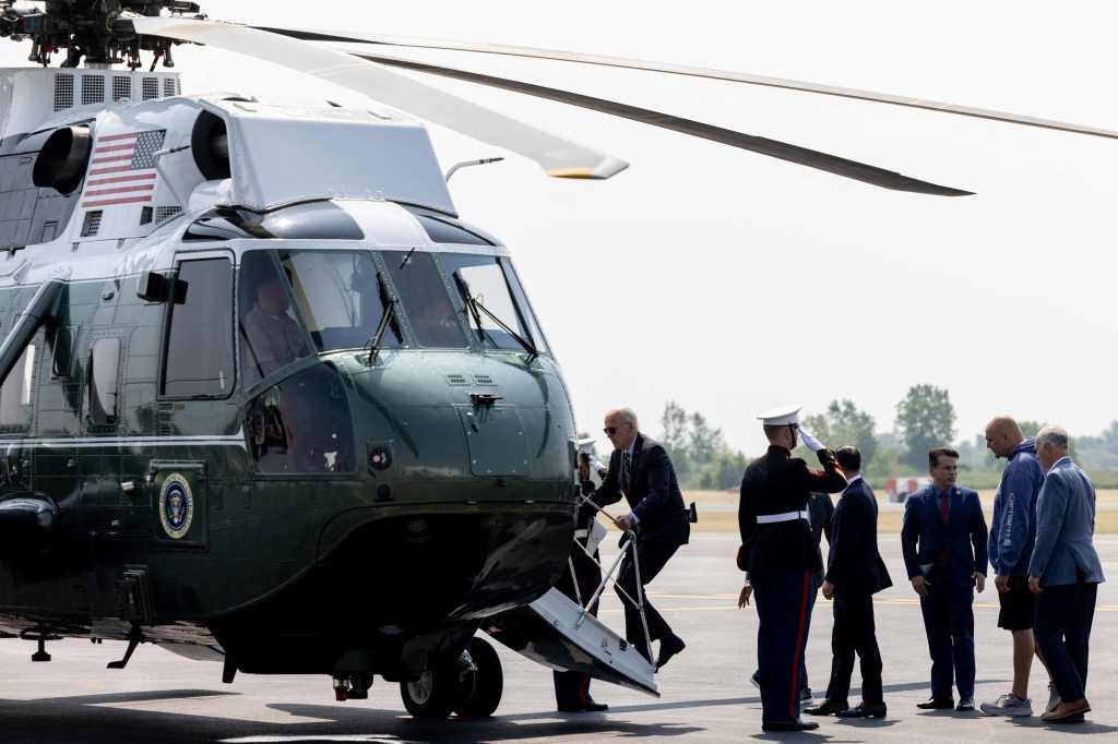 Shapiro joined Biden on a helicopter tour over the critical segment of the highway closed to East Coast traffic since last weekend.