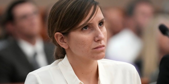 Kouri Richins, a Utah mother of three who authorities say fatally poisoned her husband then wrote a children's book about grieving, looks on during a bail hearing Monday, June 12, 2023, in Park City, Utah.