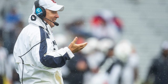 Hugh Freeze during a spring football game