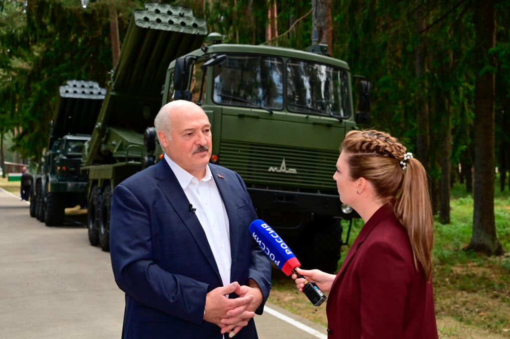 Lukashenko at his visit to the missile production enterprise in Minsk region, Belarus on June 13, 2023.