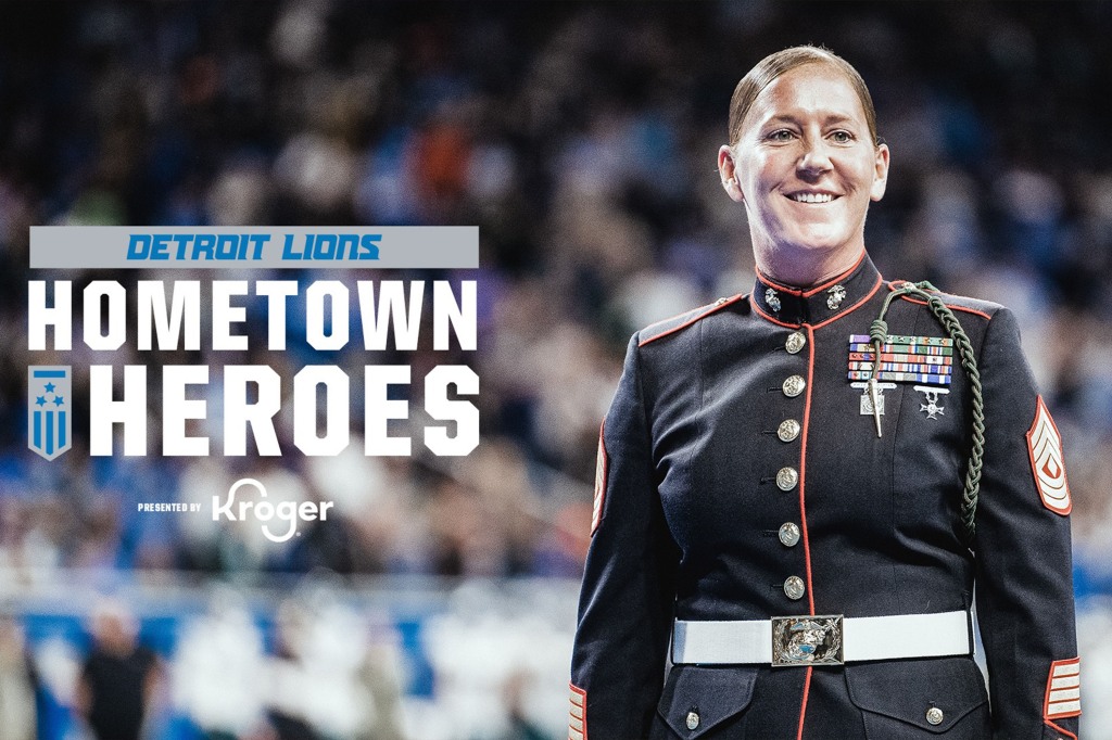 Abbott was honored by the Detroit Lions at a home game in 2021 for her services as a Marine.