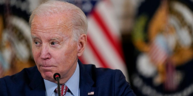 President Joe Biden speaks during a meeting