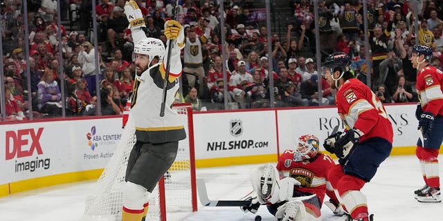 Chandler Stephenson celebrates a goal