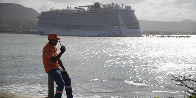 cruise ship off coast in Dominican Republic