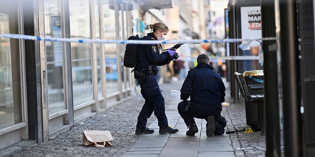 Swedish police officers on scene after stabbing incident