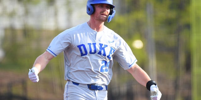 MJ Metz rounds the bases against Boston College