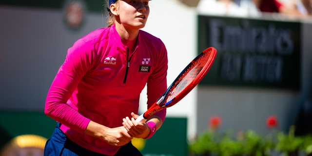 Elena Rybakina plays during the French Open