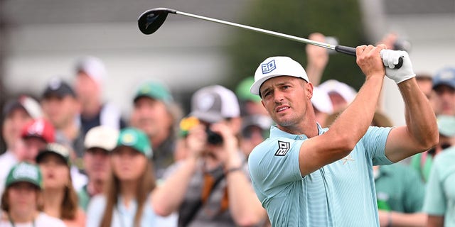 Bryson DeChambeau plays a practice round at Augusta