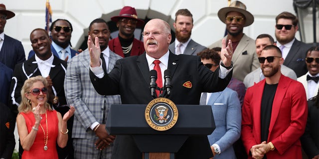 Andy Reid speaks at the White House