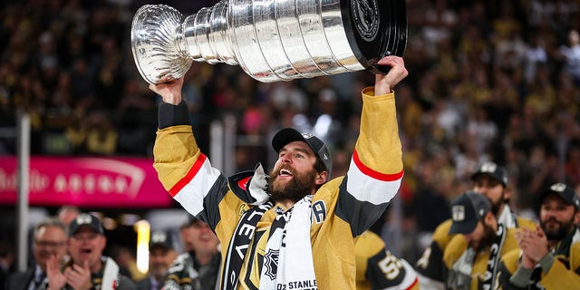 Alex Pietrangelo celebrates winning the Stanley Cup