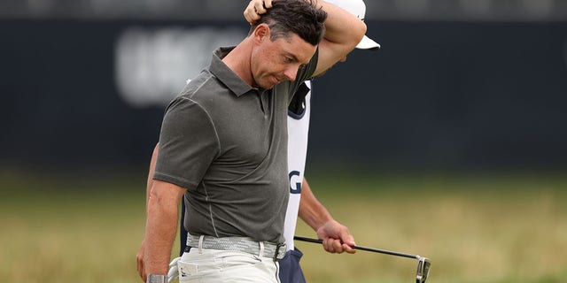 Rory McIlroy on the 18th hole at the US open