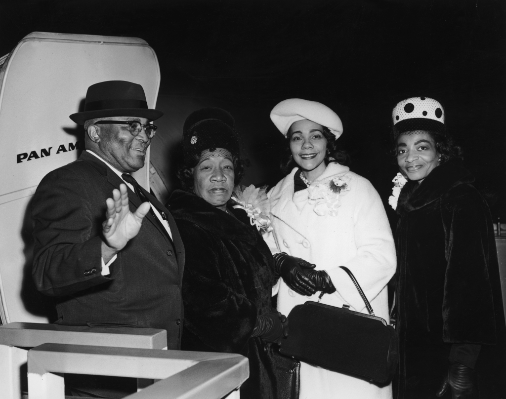 From left to right: King's father, Martin Luther King Sr., his mother, his wife, Coretta Scott King, and his sister, Christine Farris are seen together on December 10, 1964.