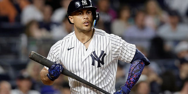 Giancarlo Stanton looks on