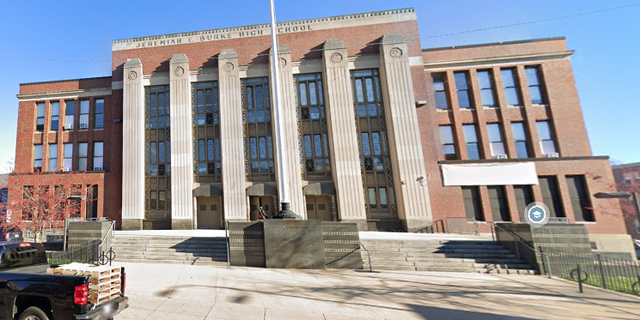 street view toward Jeremiah E. Burke High School