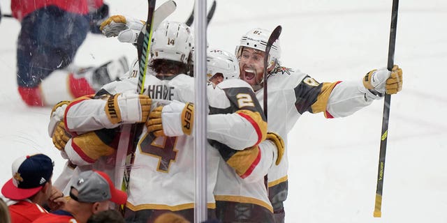 Golden Knights players celebrate