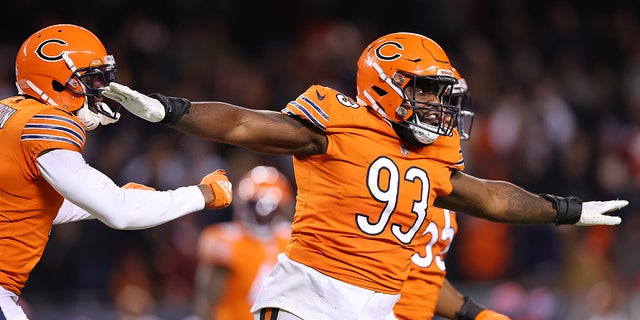 Justin Jones celebrates after a missed field goal attempt