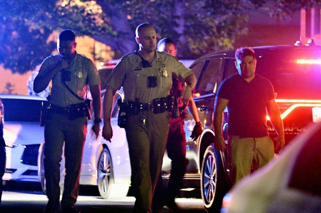 Police can be seen responding to the shooting on the 1000 block of Paddington Place in Annapolis, Md., on June 11, 2023. 